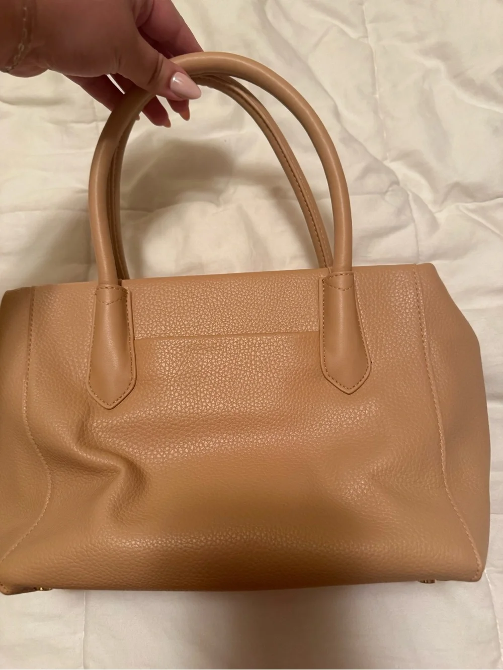 a new day Pebbled Satchel in Camel Tan